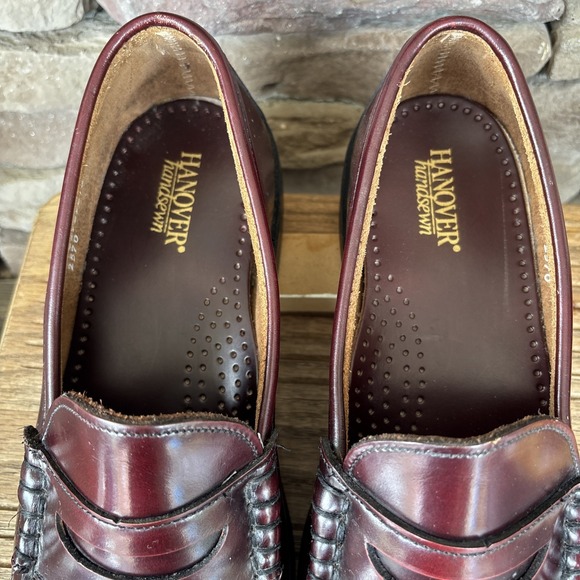 Hanover Handsewn Penny Loafer Mens 11 E Burgundy Leather Upper/Soles Shoes EUC main image 6